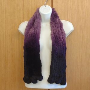 Unbranded Purple/Black Faux Fur Scarf With Pompoms